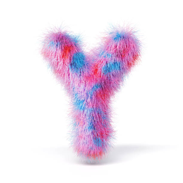 istock Blue pink fur font Letter Y 3D 2183261220