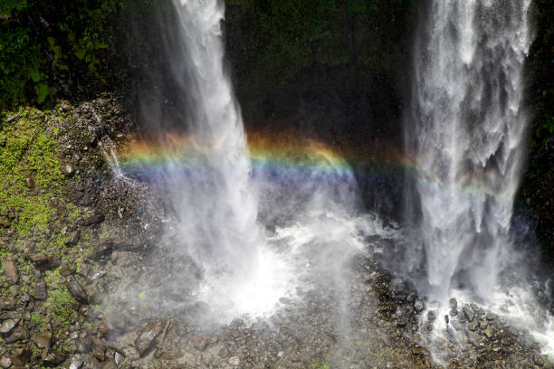istock Mesmerizing Waterfalls with Vibrant Rainbow Over Rocky Landscape 2183261421