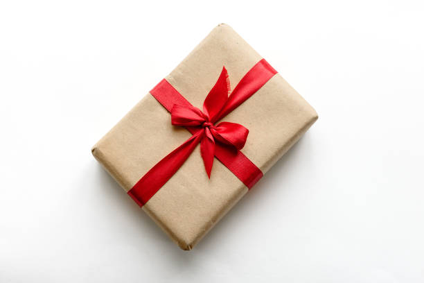 Close-up of a red gift box with a bow
