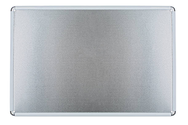 istock Brushed aluminum plate isolated on a white background. Blank aluminum plate or sign. 2183264842