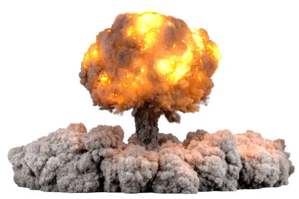 Photo of Explosion nuclear bomb. Atom Bomb Explosion, 3D rendering