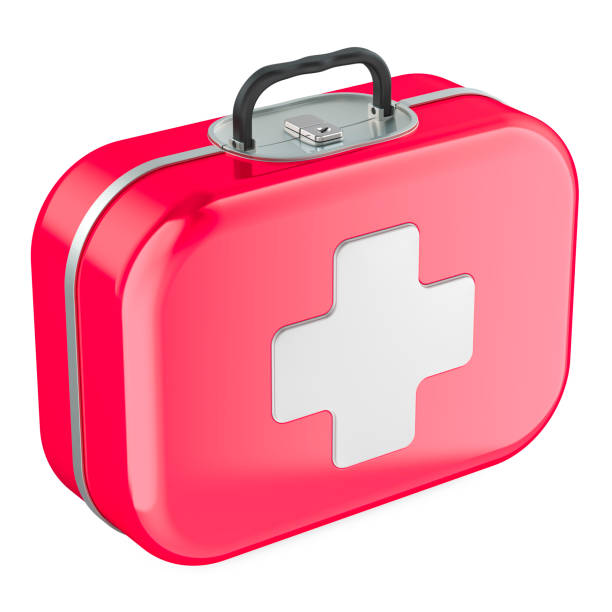 istock First Aid Kit. Red Medical Bag with White Cross. 3D rendering 2183272623