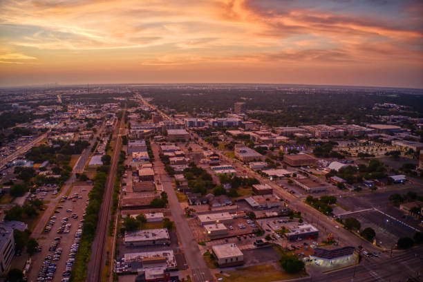Aerial View of Arlington, Texas during a Summer Sunrise