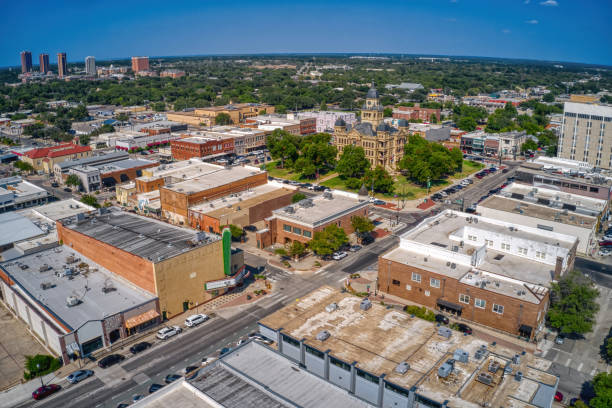 istock Aerial View of Downtown Denton, Texas during Summer 2183274694
