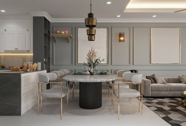 Free Stock Photo of Elegant dining room with modern furniture ...