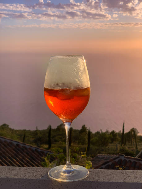 istock Half-Filled Cocktail Glass with Atlantic Ocean View in Background 2183280408