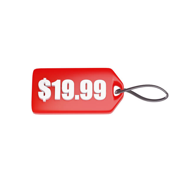 $19.99 price tag red icon. 3d render.