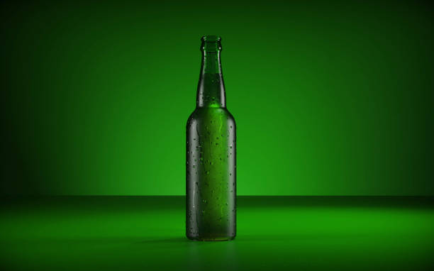 istock Beer bottle in backlight on dark green background. 2183282573