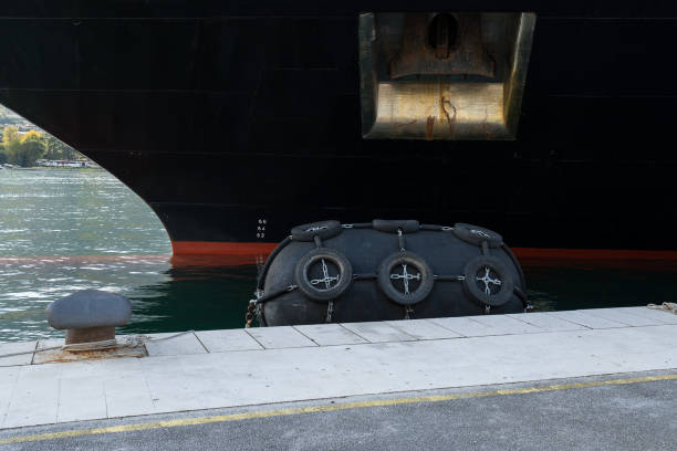 istock Cruise ship rubber cushion in the pier 2183285056