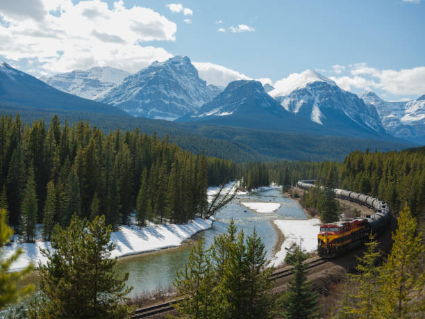istock Train through the Bow Valley in Banff National Park in spring 2183289520
