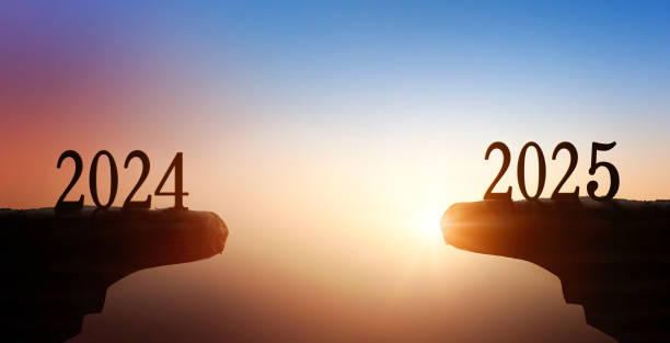 istock New year concept with numbers 2025 and sunset. 2183293078