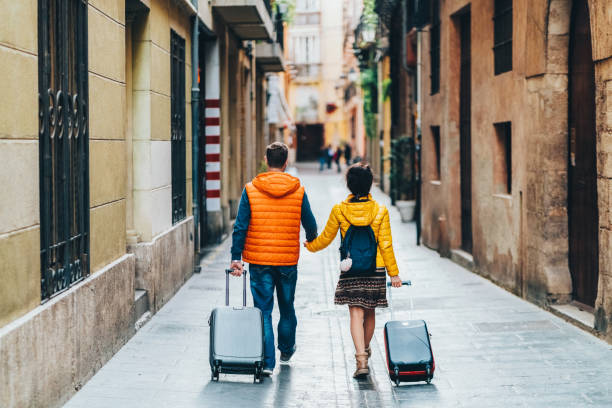 istock Couple with suitcases just arriving in Valencia 2183294879