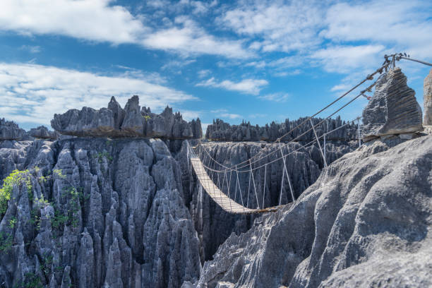 istock Precarious Wooden Bridge Over Tsingy de Bemaraha Cliffs, Madagascar. 2183295075