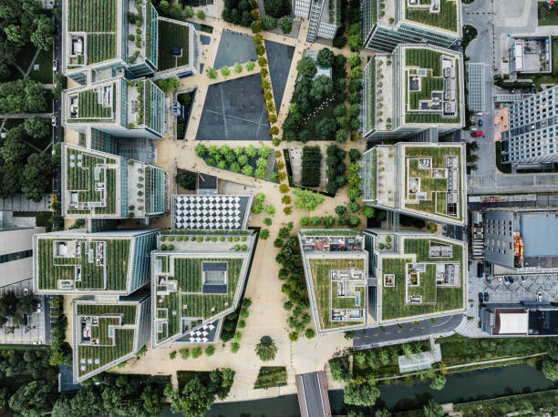 istock Aerial View of Green Rooftops 2183299994