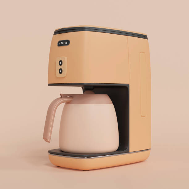 Coffee maker monochrome rendering. Coffee machine minimal style illustration isolated in studio background. 3d render