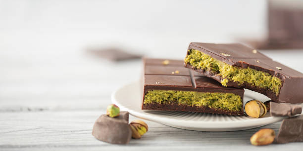 istock Dubai chocolate  with green kataifi and pistachio paste. Trend dessert 2183311461