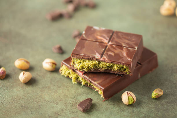 istock Dubai chocolate  with green kataifi and pistachio paste. Trend dessert 2183311463