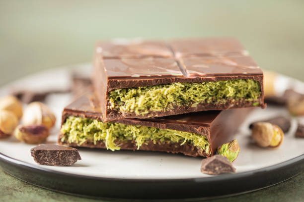 istock Dubai chocolate  with green kataifi and pistachio paste. Trend dessert 2183311471
