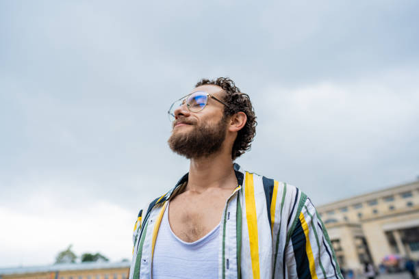 Young traveler man relaxing in the city of Bogota, Colombia