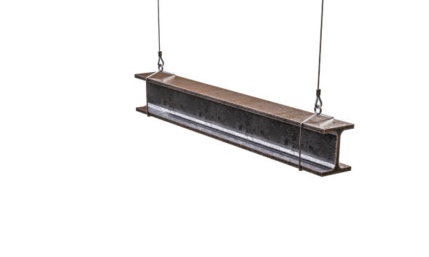 istock Heavy steel beam hanging by cables 2183313214