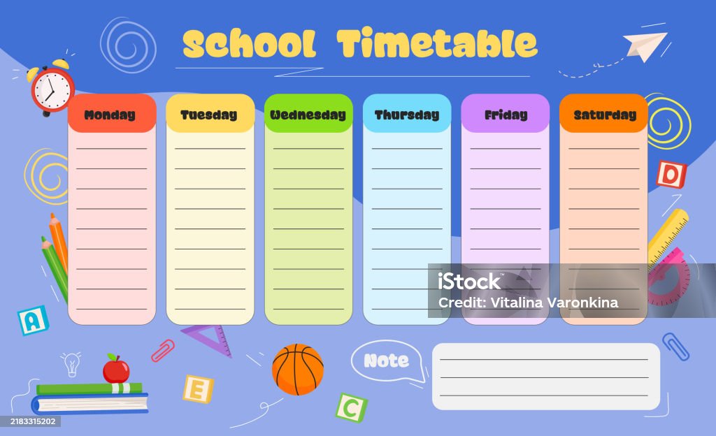 Timetable Template 9 Lessons Template School Timetable Lesson Schedule Template Weekly Study Planner ...
