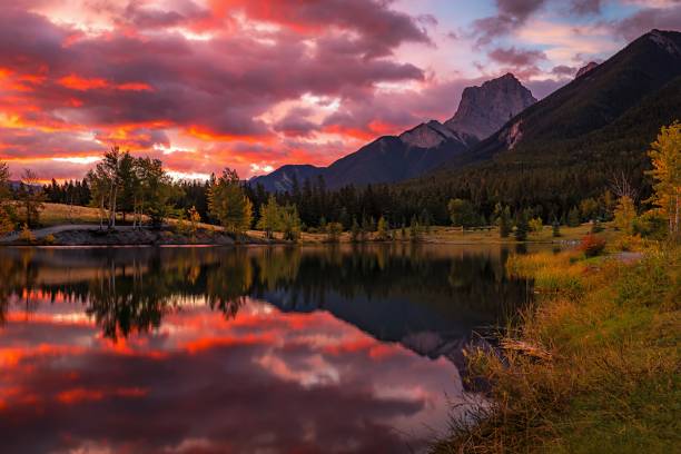 istock Canmore Mountains At Quarry Lake At Sunrise 2183315318