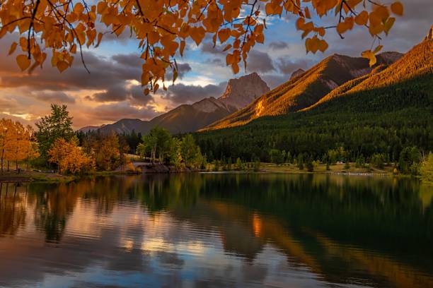 istock Fall Leaves Over Mountains At Sunrise 2183315359