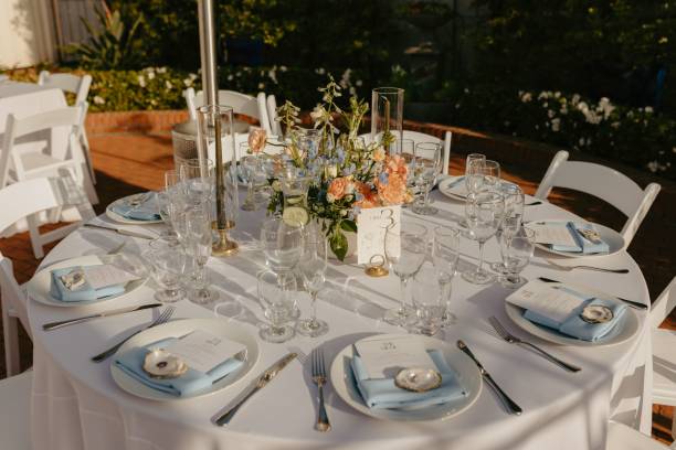 istock Elegant wedding table setting with flowers and glasses, perfect for a romantic celebration 2183320163