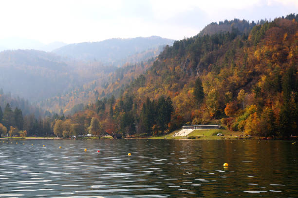 istock Traditional Architecture And Autumn Leaves On Lake Bled 2183324449