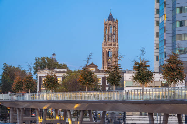 The Dom Tower at Dusk Seen from Utrecht Central Station