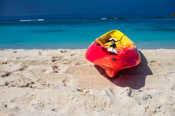 istock Active rest, sport, kayak. Canoe on a sandy beach 2183332134