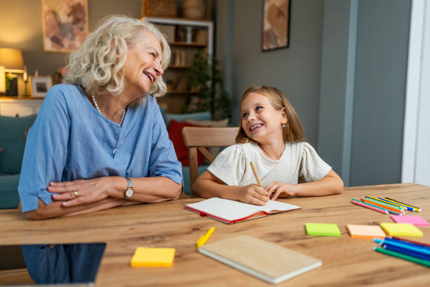 istock Grandmother helping her granddaughter while studying 2183336091