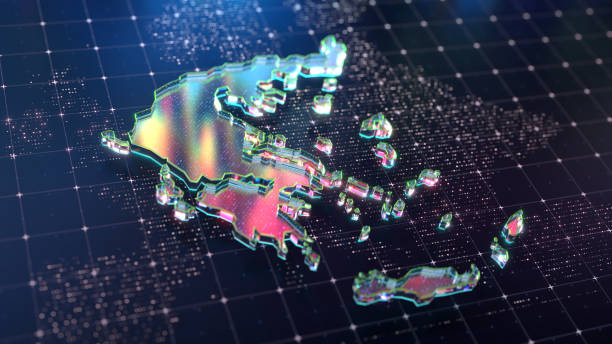 istock 3D Futuristic Map of Greece on Digital Background 2183336311