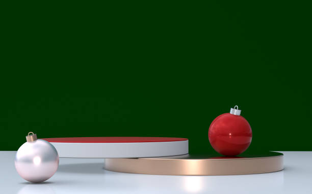 istock 3D festive Christmas, New year design with empty podium on green background 2183336324