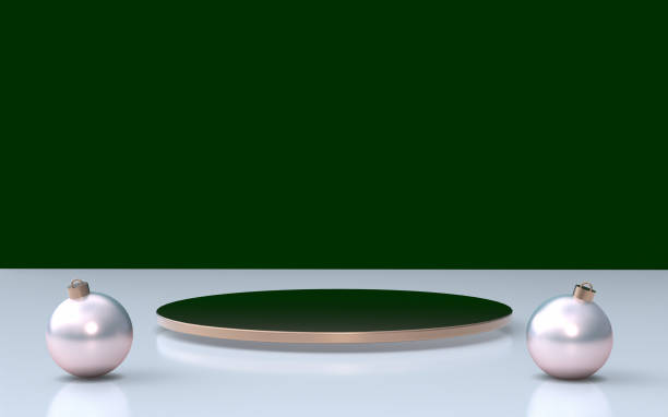 istock 3D minimal Christmas, New year graphic design with empty podium on clean green background 2183336348