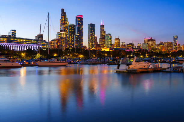 istock Chicago Illinois at Night City Skyline Reflected in Water 2183340792