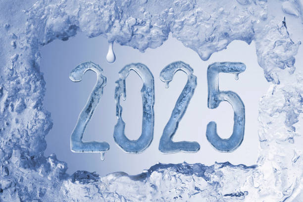 istock New year 2025 in frame of blue melting ice 2183344847
