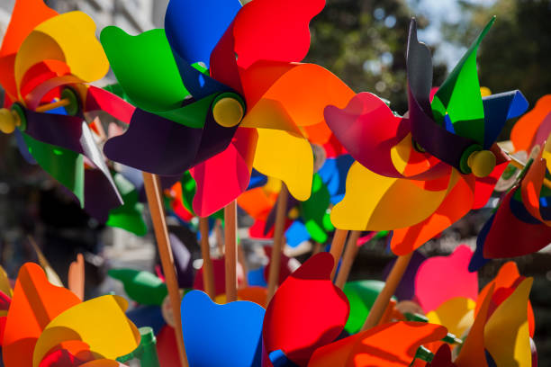 Colorful Windmills Together For Children
