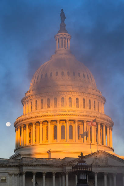 istock Capitol dome sunrise and fog 2183350907