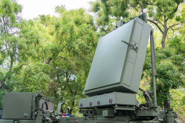 Israeli-developed military mobile radar system in a forested area