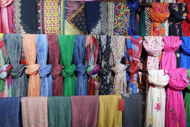 istock Close up on colorful scarf as textile background 2183366260