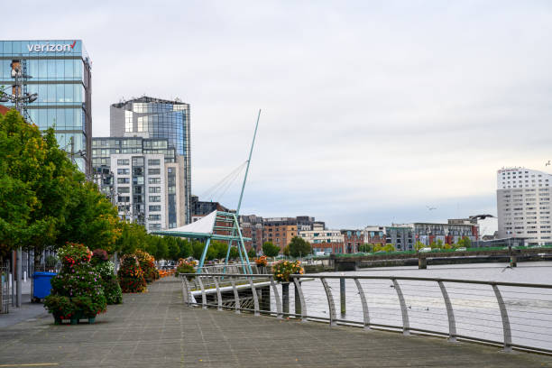 Quiet streets by Shannon River at Limeirck, Ireland in early morning stock photo