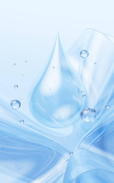 istock Transparent water drop with glass background, 3d rendering. 2183379728