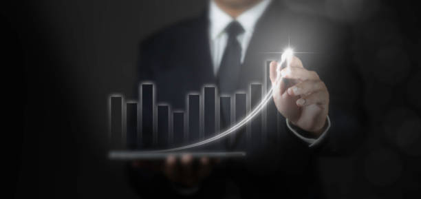 istock Businessman use tablet and write up arrow about corporate future growth plan. Development to success concept. 2183393586