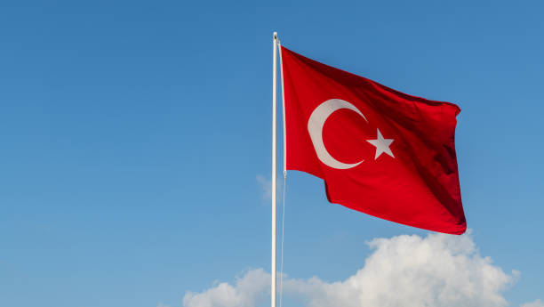 istock Turkish flag against the sky 2183399266