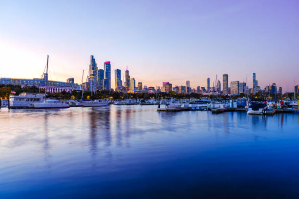 istock Chicago Illinois at Night City Skyline Reflected in Water 2183402016