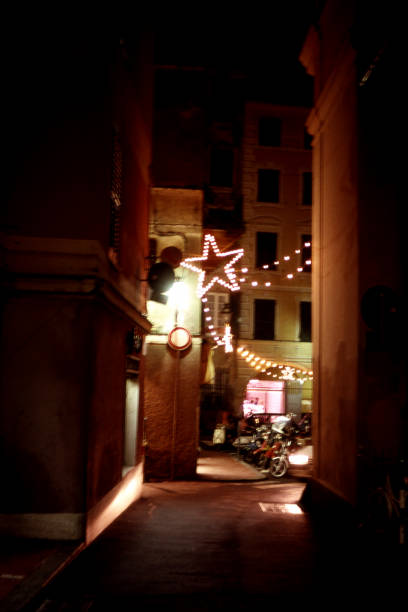 istock Christmas decorations. Small town center. 2183403608