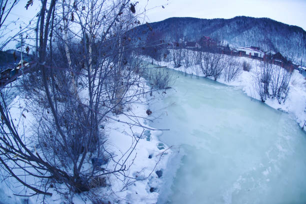 The river that flows through the Listvyanka city in Russia.