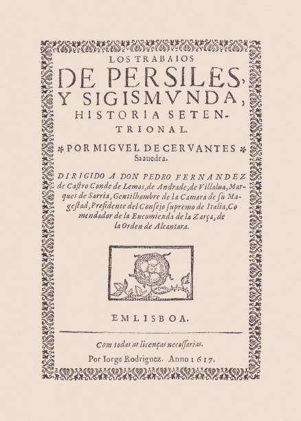 istock Title page of Persiles, written (1616) by Cervantes, facsimile, 1895 2183428450