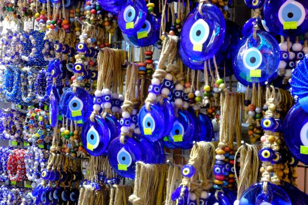 istock Traditional Turkish souvenirs, blue evil eye beads 2183430846